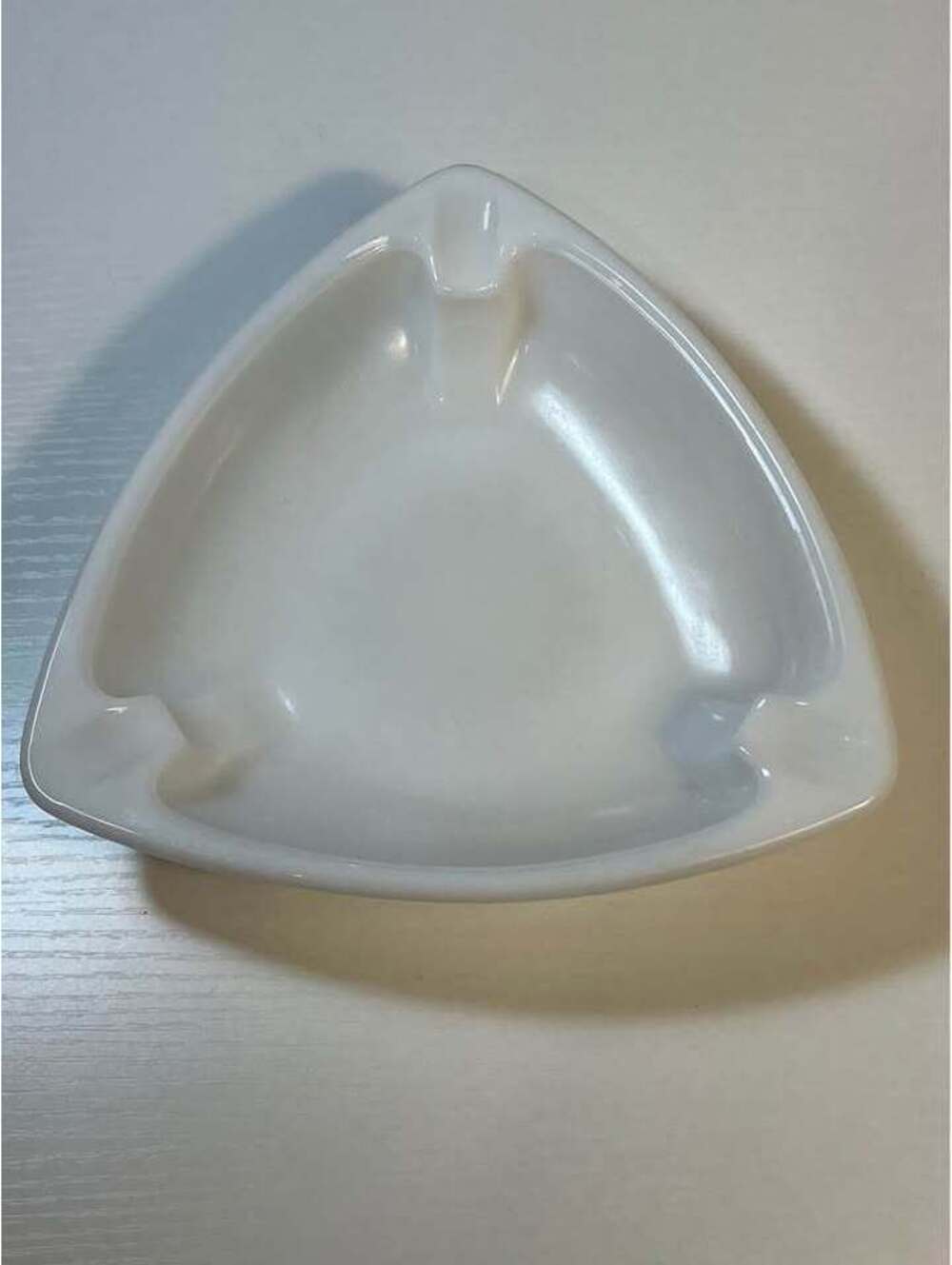Vintage White Milk Glass 7” Triangular Ashtray / Trinket Dish